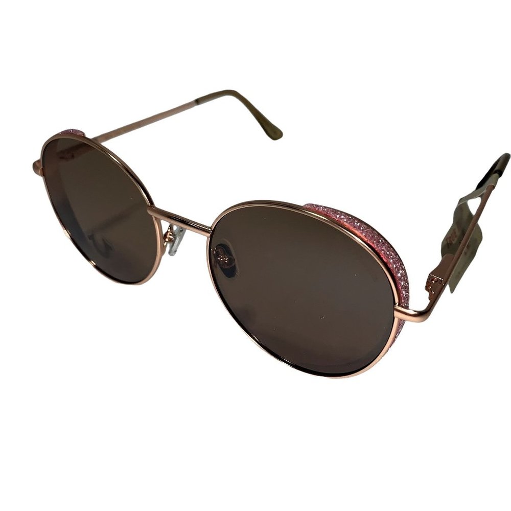 True Religion Sunglasses Aviators Pink Rose Crystals Round UVA UVB $125 4025SJ54